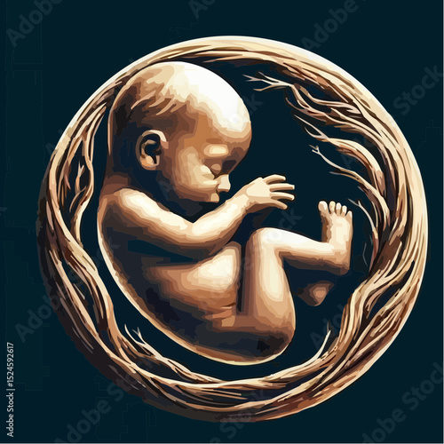 
digital art showing a fetus in the womb 55