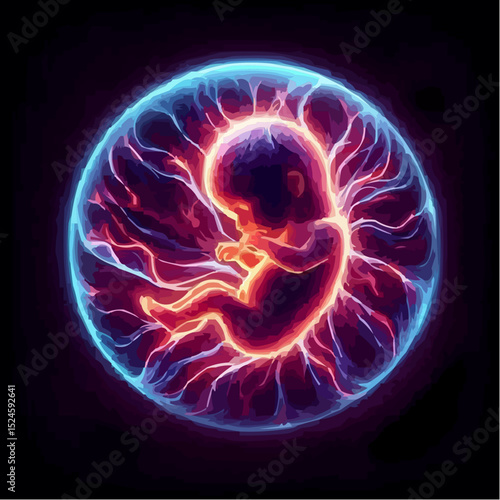 
digital art showing a fetus in the womb 49