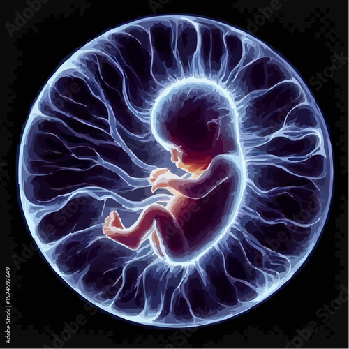 
digital art showing a fetus in the womb 47