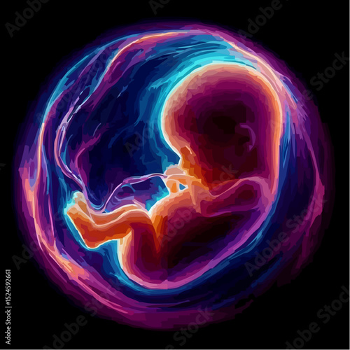 
digital art showing a fetus in the womb 45