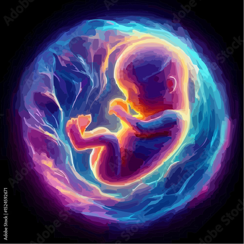 
digital art showing a fetus in the womb 43