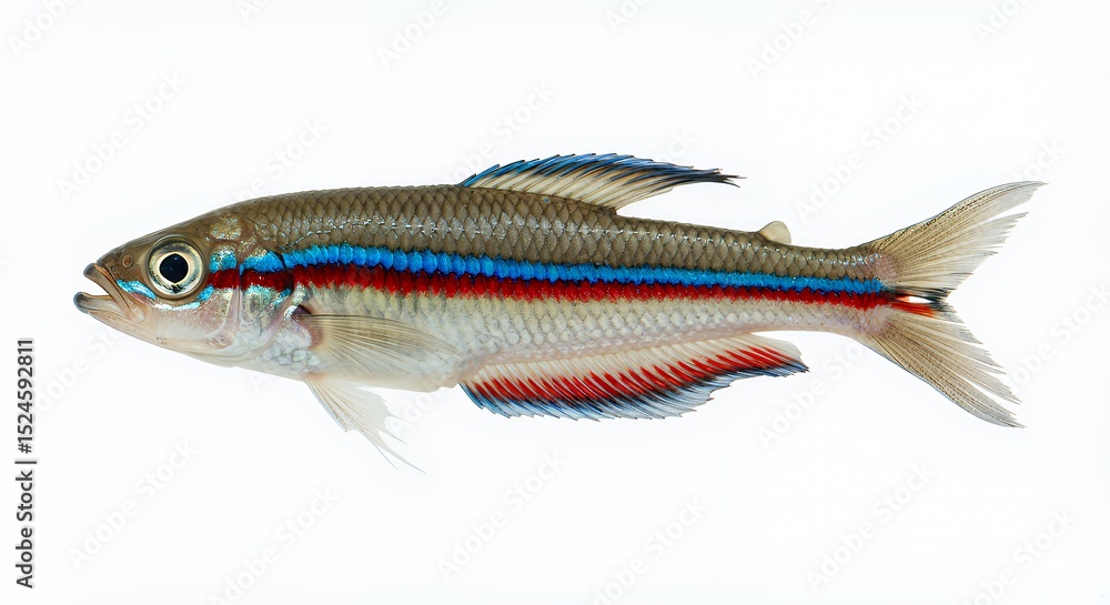 Obraz premium Stunning Celestial Pearl Danio Fish Closeup Photography White Background Aquatic Life