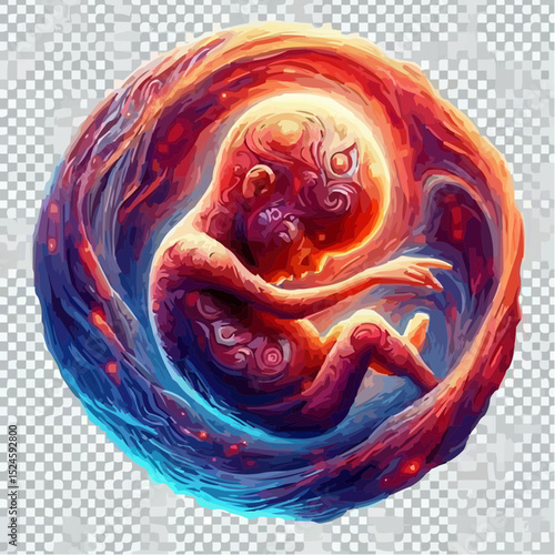 
digital art showing a fetus in the womb 12