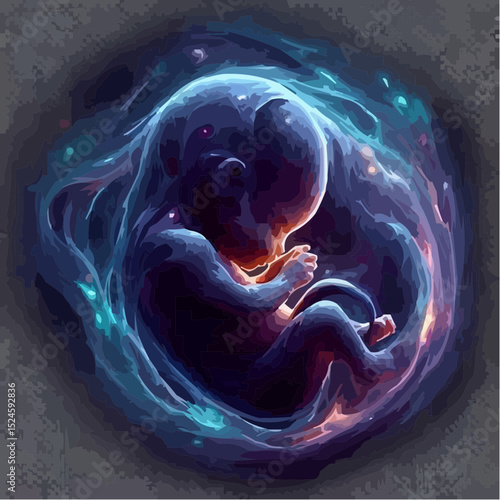 
digital art showing a fetus in the womb 3