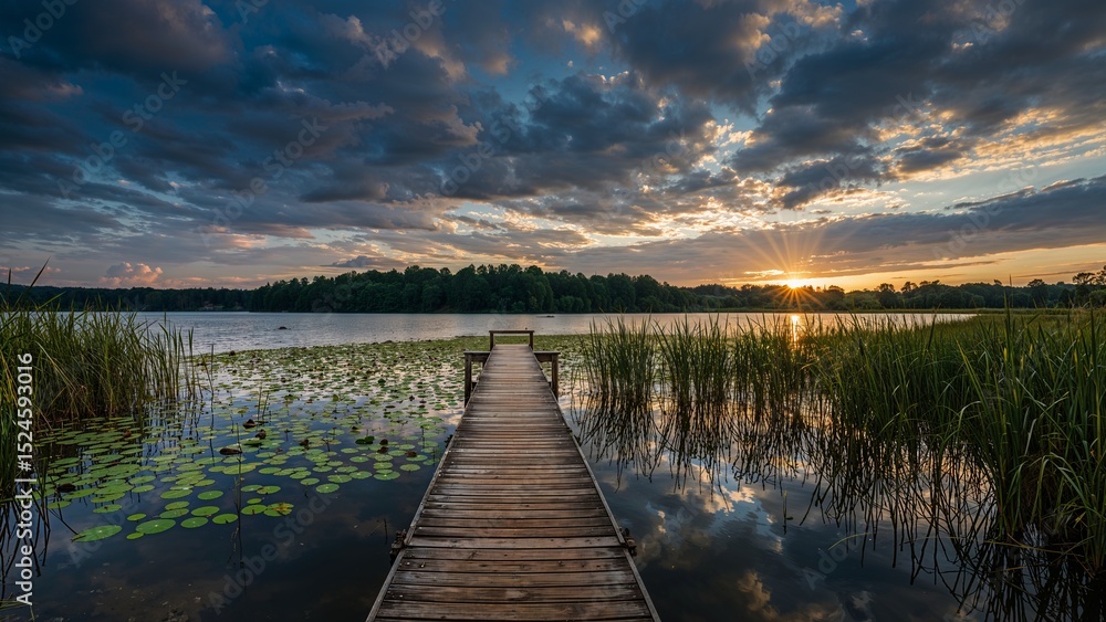 Obraz premium sunset over the lake