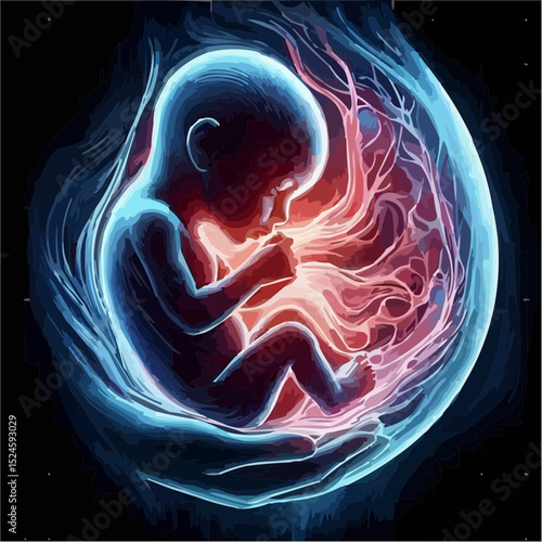 digital art of a fetus in the mother's womb 60