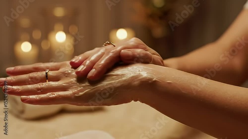Wallpaper Mural Close Up of Woman's Hands Applying Cream in a Relaxing Spa Setting Under Soft Lighting for Skin Care and Wellness Treatment Torontodigital.ca