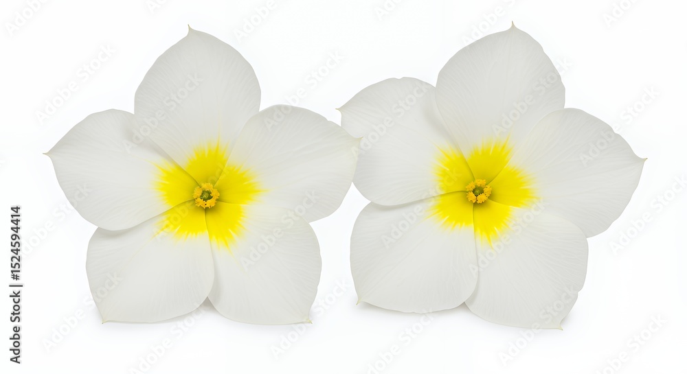 Obraz premium Stunning Closeup of Two Delicate White Flowers with Yellow Centers Isolated on White Background