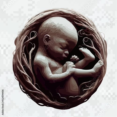 digital art of a fetus in the mother's womb 50