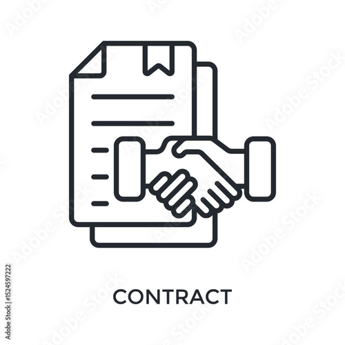 Contract Icon Outline Style. Vector Illustration For Graphic Design