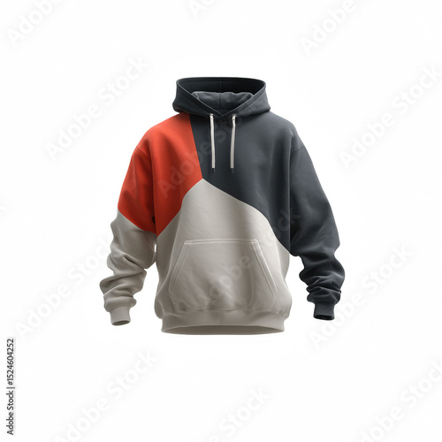 Stylish hoodie with a unique color block design, perfect for casual wear and a cozy vibe.