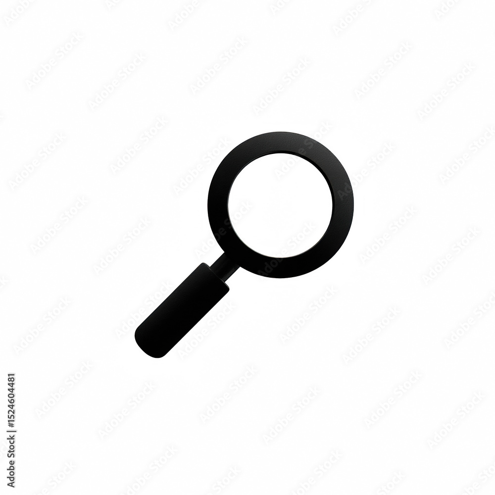 Stylized magnifying glass icon perfect for searches, investigations, or exploration themes in digital projects. Stylized magnifying glass icon perfect for searches, investigations, or exploration themes in digital projects.
