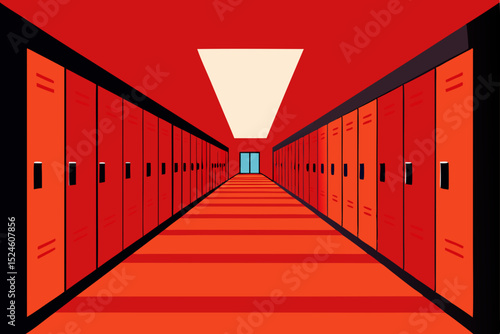 Red Hallway Lockers A Journey Through School Memories