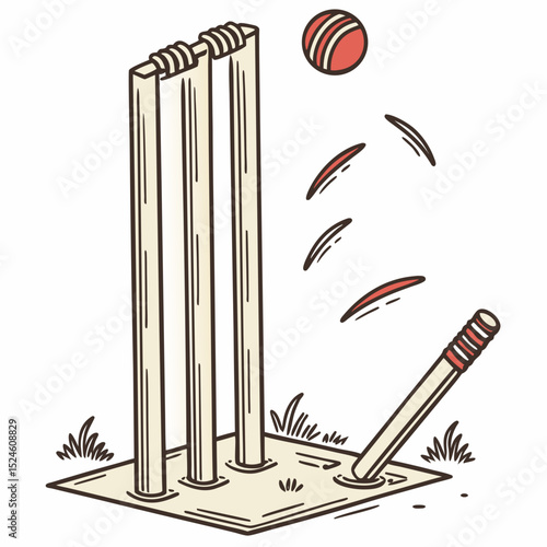 Cricket wicket ball bat action sports game