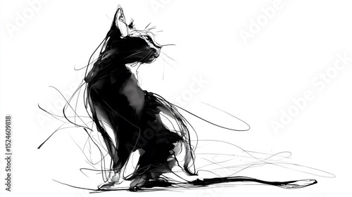 Wallpaper Mural Minimalist line art of a black cat sitting calmly. Great for black cat lovers, tattoo design, wall art, and aesthetic decor... Torontodigital.ca