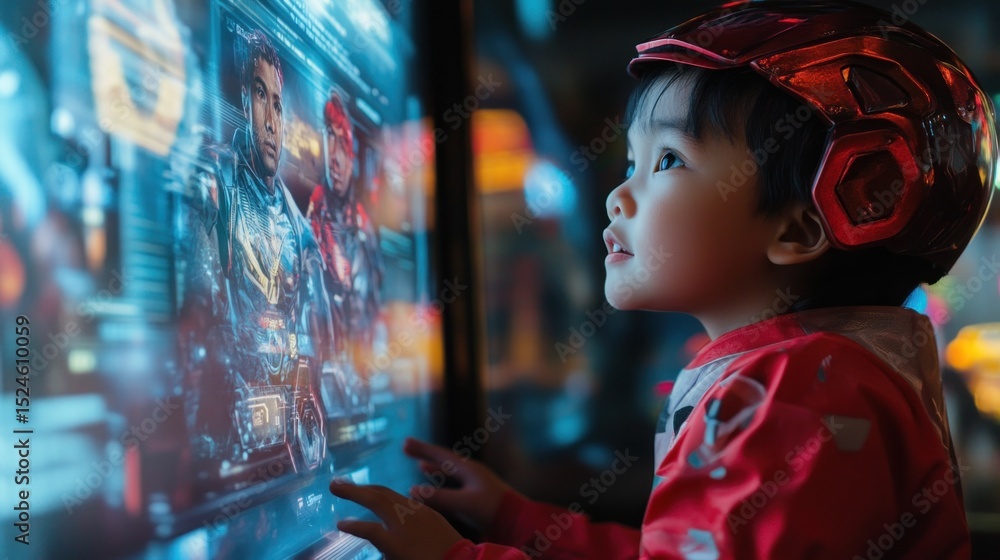 Child interacting with digital display Child interacting with digital display
