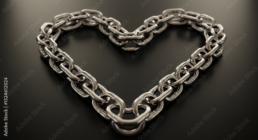 Obraz premium Chain Heart on Black Background