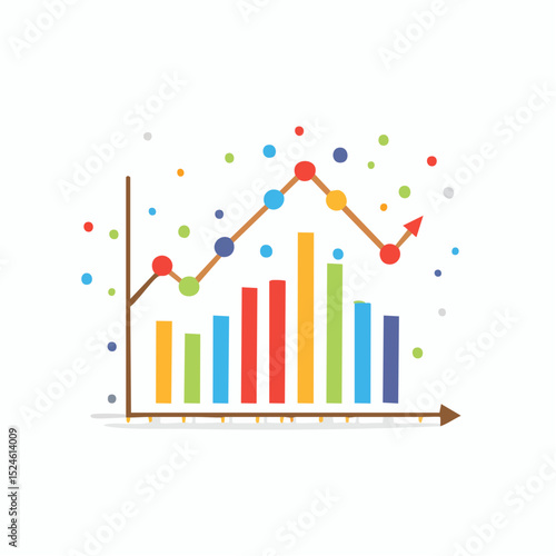 A minimal scatter graph featuring floating data points across a clean grid, ideal for showing correlations or trends.