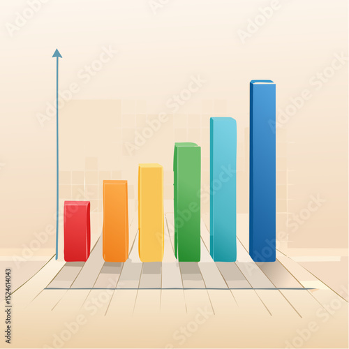 A clean histogram design showing ascending colored bars on a soft grid layout, perfect for visualizing distribution in a simple, modern style.