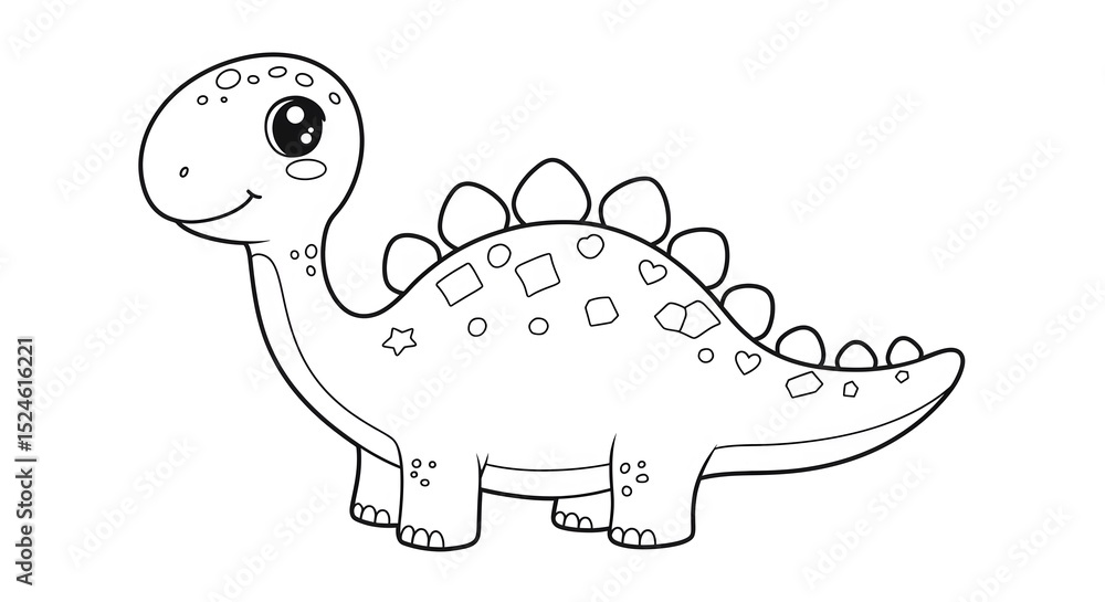 Fototapeta premium Cute baby dinosaur cartoon vector illustration with a happy green reptile character
