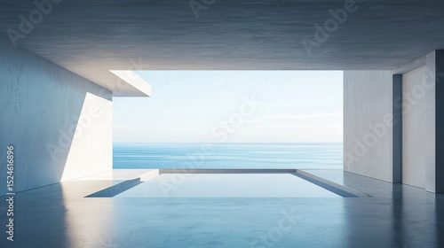 A minimalist and serene architectural interior with a smooth, polished concrete floor and walls that meet at clean, sharp edges