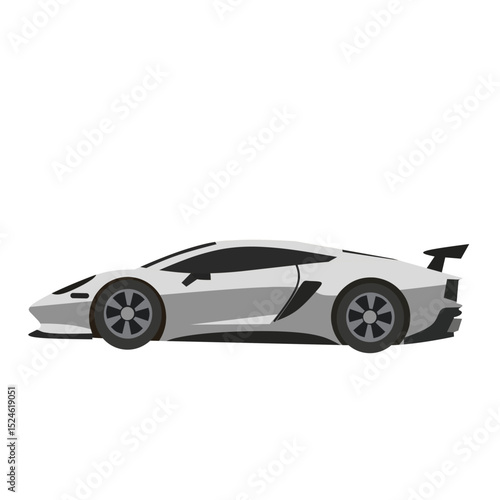 Flat vector of a white supercar in side view. Clean, stylish, and modern – ideal for racing, tech, and luxury automotive projects