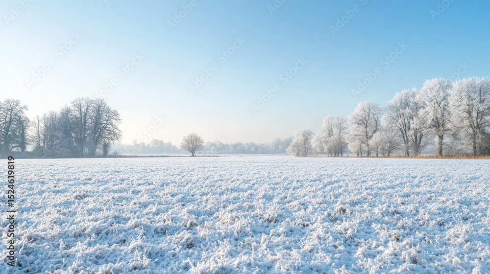 Fototapeta premium Frosty winter field under a clear sky