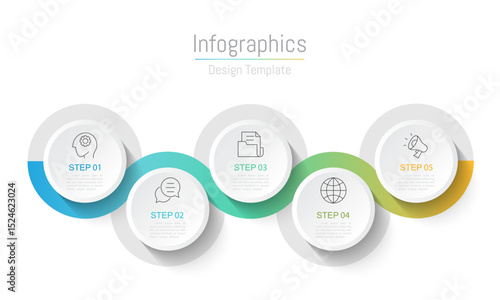 Infographic 5 options design elements for your business data. Vector Illustration.