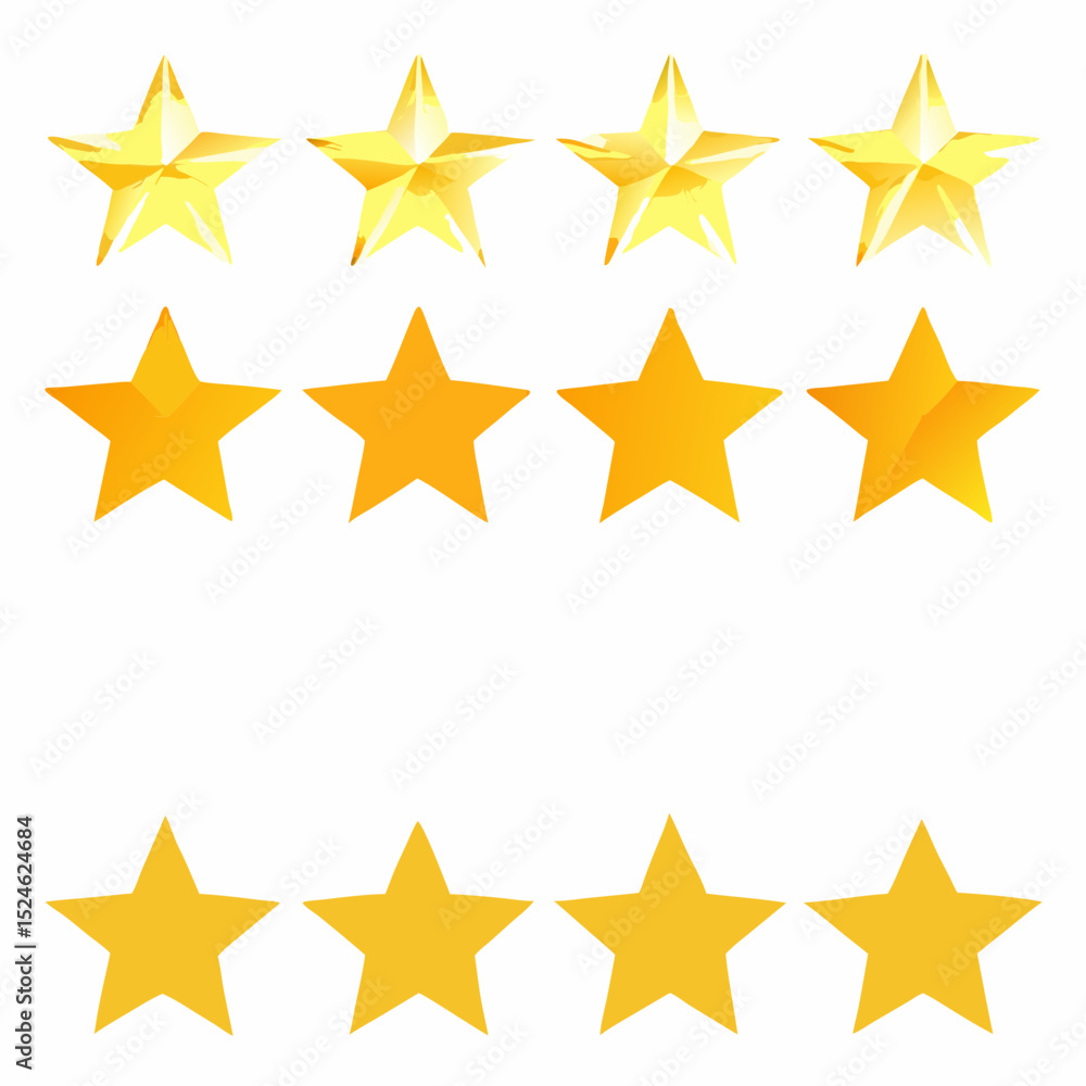 Fototapeta premium Golden stars icon set for quality rating and success decoration