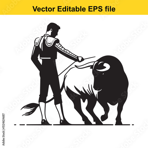 Matador and Bull Vector Art | Dramatic Spanish Bullfighting Scene | Cultural Tradition Illustration