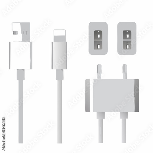USB flash drive with blank paper notes on white background
