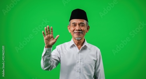 A friendly elderly man waving, ideal for promoting community engagement, cultural awareness, or inclusive marketing on digital platforms.