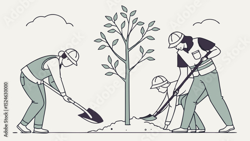 Community Planting a Tree Together