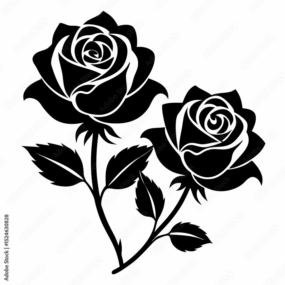 custom made wallpaper toronto digital two unblemished climbing roses silhouette on white