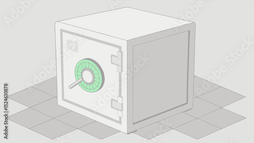 Isometric Illustration of a White Security Safe