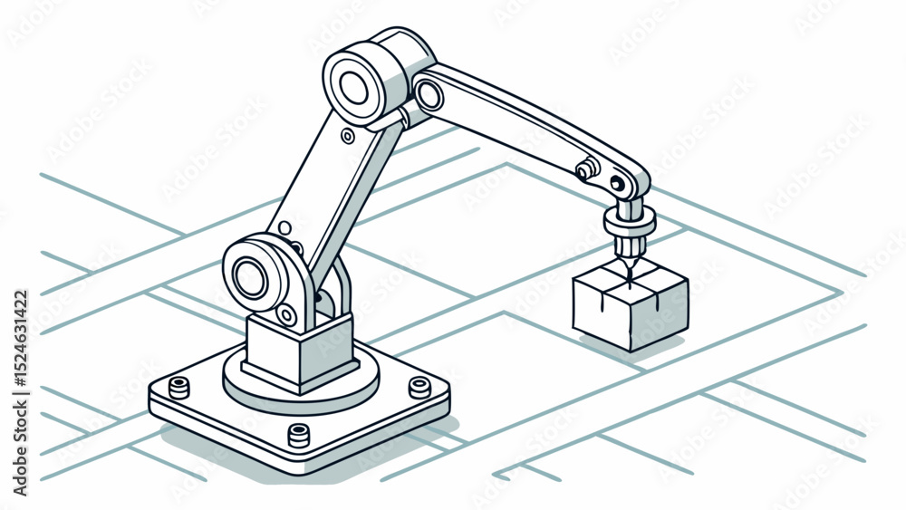 Obraz premium Robotic Arm Handling a Package in an Industrial Setting