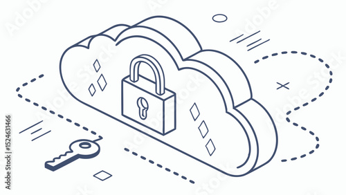Secure Cloud Storage Depicted with Lock and Key