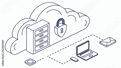 Secure Cloud Data Storage and Digital Communication Illustration