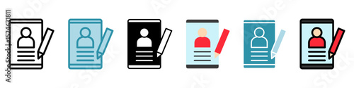 Edit Info multi style, mini illustration icon. use for modern concept, print, UI, UX kit, web and app development. Vector related to account management, ecommerce, banking and finance.