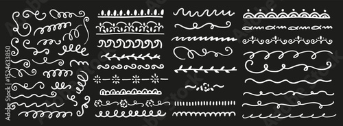 Set of ornaments, patterns. Doodle, cute retro borders, dividers. Design for card, invitation, cover, packaging. La dolce vita style.