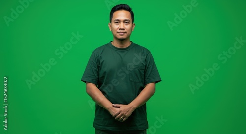 A professional portrait with a vibrant green background, ideal for corporate branding, marketing, and web content.
