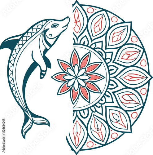 Mandala pattern in applied Thai style.