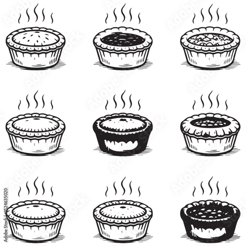 Tourtiere vector , Tourtiere lineart,  clipart,  Tourtiere black silhouette. Tourtiere vector bundle. Tourtiere lineart, clipart.Tourtiere black silhouette bundle. Tourtiere vector. Tourtiere Meat Pie