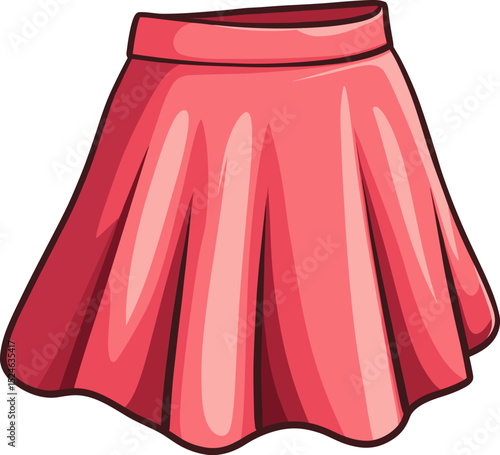 Bright pink skirt on display with a soft and flowy design isolated on transparent background. Vector illustration.