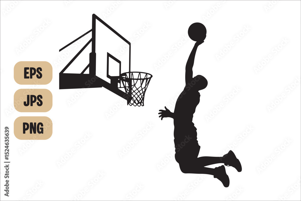 Fototapeta premium Basketball Silhouette SVG Bundle | Sports Cut Files for Cricut & Silhouette | Slam Dunk SVG Pack