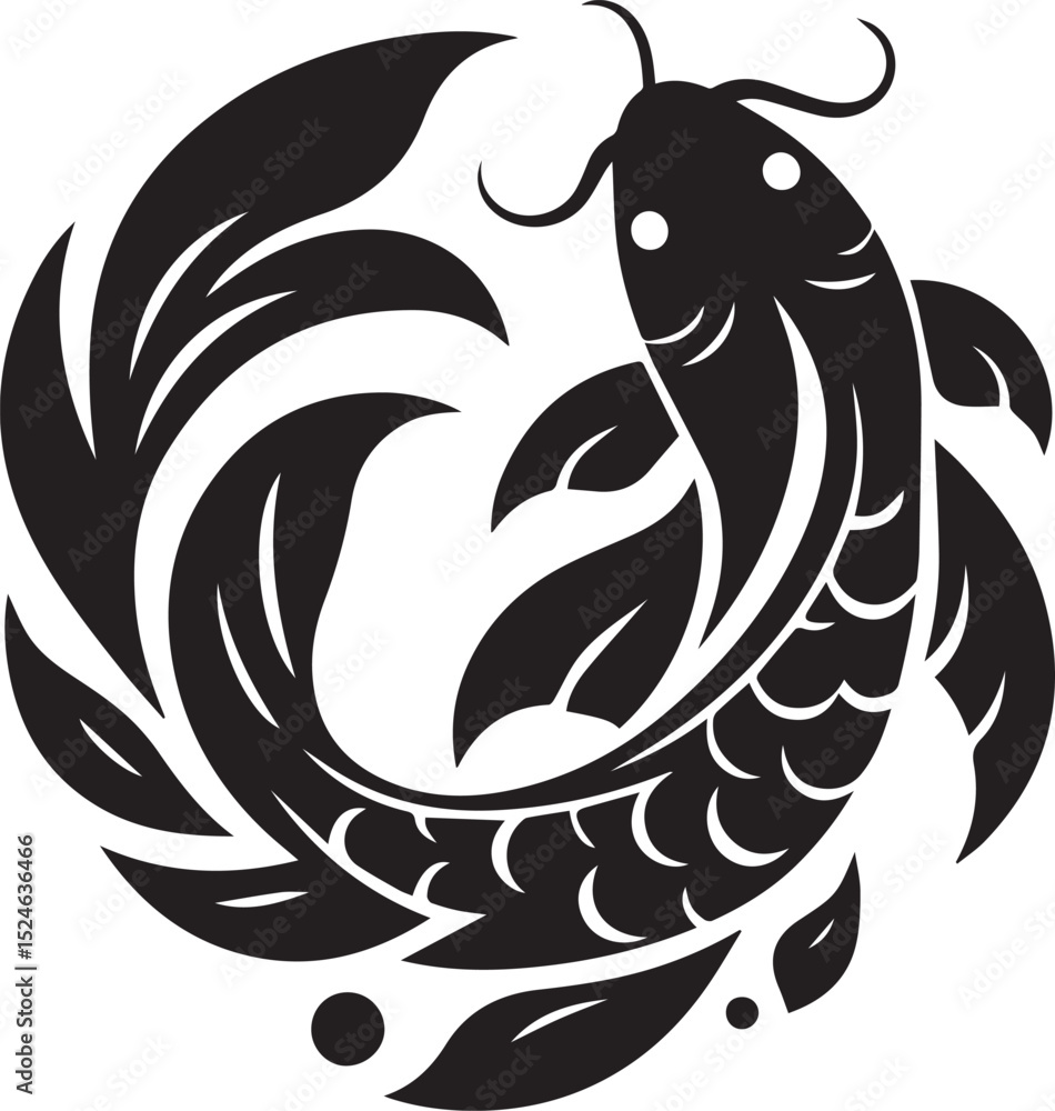 Naklejka premium black and white fish