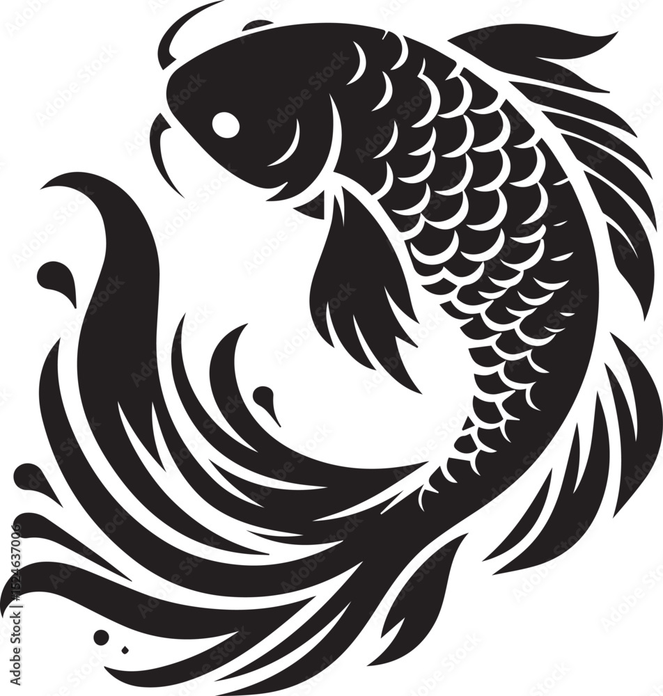 Fototapeta premium black and white fish