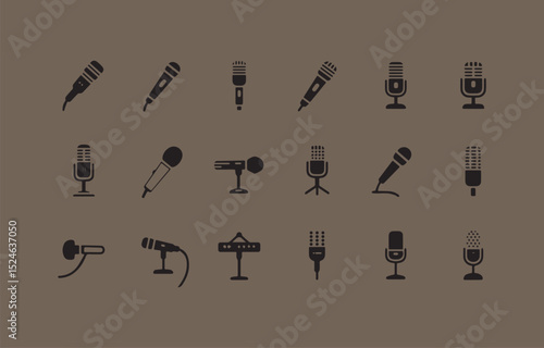 Collection of microphone icons various styles