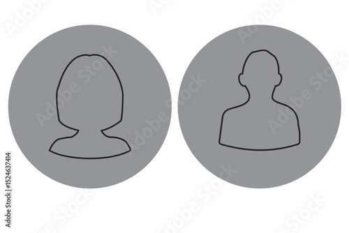 Avatars of a man and a woman. Silhouettes male and female. Profiles of abstract people. Unknown or anonymous persons. Vector illustration