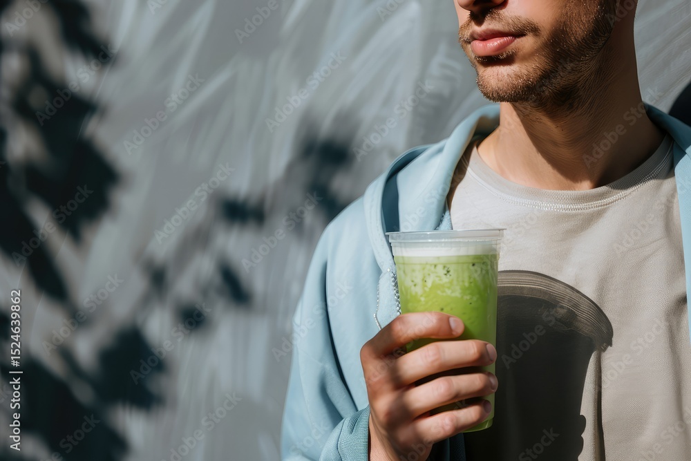 Clear Pixel Picture of a Man with a Green Drink in His Hand Clear Pixel Picture of a Man with a Green Drink in His Hand